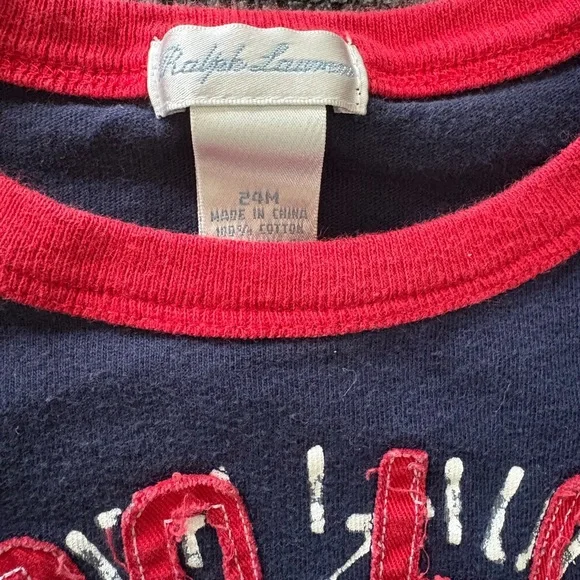 Polo Ralph Lauren Kids Signature Pony Blue and Red Graphic Tee 24mo toddler - Picture 2 of 2